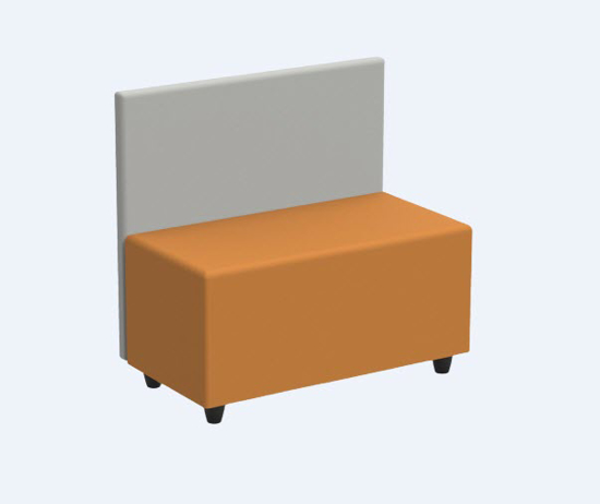 Afbeeldingen van Poef soft seating in kunstleder - rechthoek - met grijs akoestisch rugpaneel - klein model