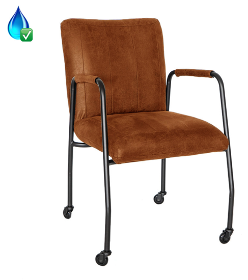 Afbeeldingen van Mila - 4-poots stoel op wieltjes - met armleuningen- in eco-leer