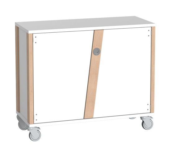 Afbeeldingen van Houten kast met schuine deuren - hoogte 93 cm