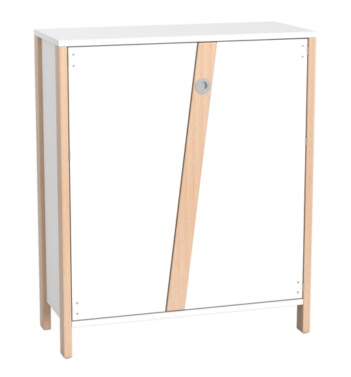 Afbeeldingen van Houten kast met schuine deuren - hoogte 132 cm
