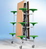 Afbeeldingen van Spaceflex 2.0 - rechthoekige klaptafel - blad in laminaat - 12 geïntegreerde stoelen - zithoogte 41 cm