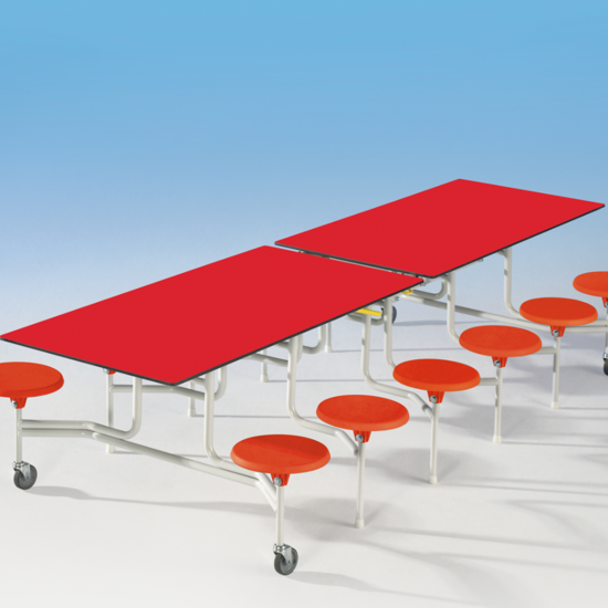 Afbeeldingen van Spaceflex 2.0 - rechthoekige klaptafel - blad in volkern - 12 geïntegreerde stoelen - zithoogte 46 cm