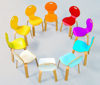 Afbeeldingen van Pearl - houten stoel - zitschelp kleurrijk gebeitst