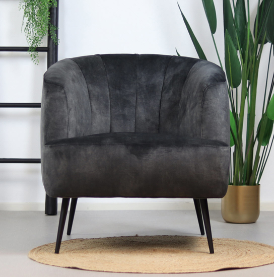 Afbeeldingen van Billy - fauteuil met zwarte beukenhouten pootjes - in velvet