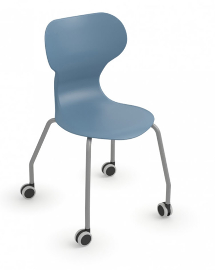 Afbeeldingen van Mia 4-pootsstoel op wieltjes - blauw - H46 - pakket 6 stuks