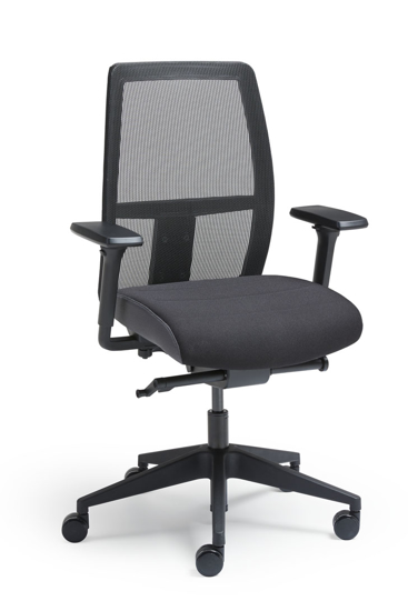 Afbeeldingen van SW-1 - kantoorstoel met rug in zwarte mesh en gestoffeerde zit